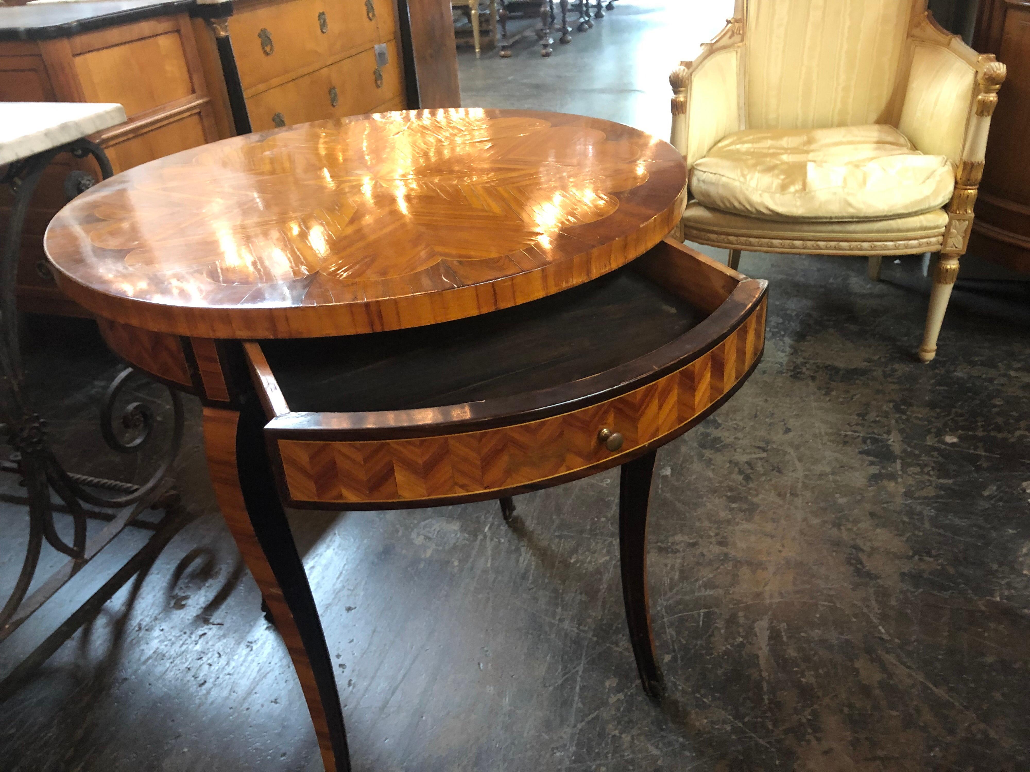 19th Century French Traditional Inlaid Mahogany Side Table 2