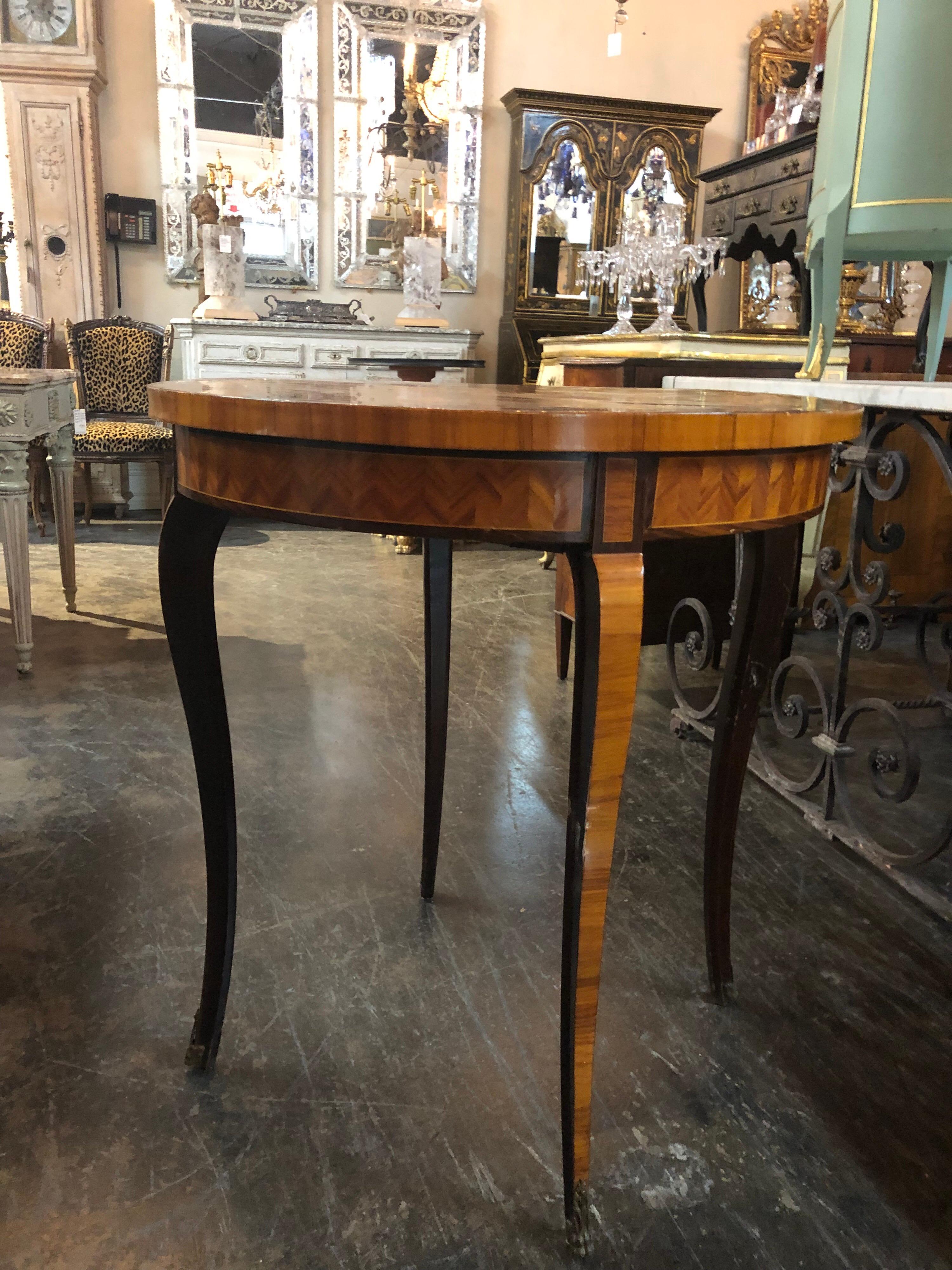 19th Century French Traditional Inlaid Mahogany Side Table 4