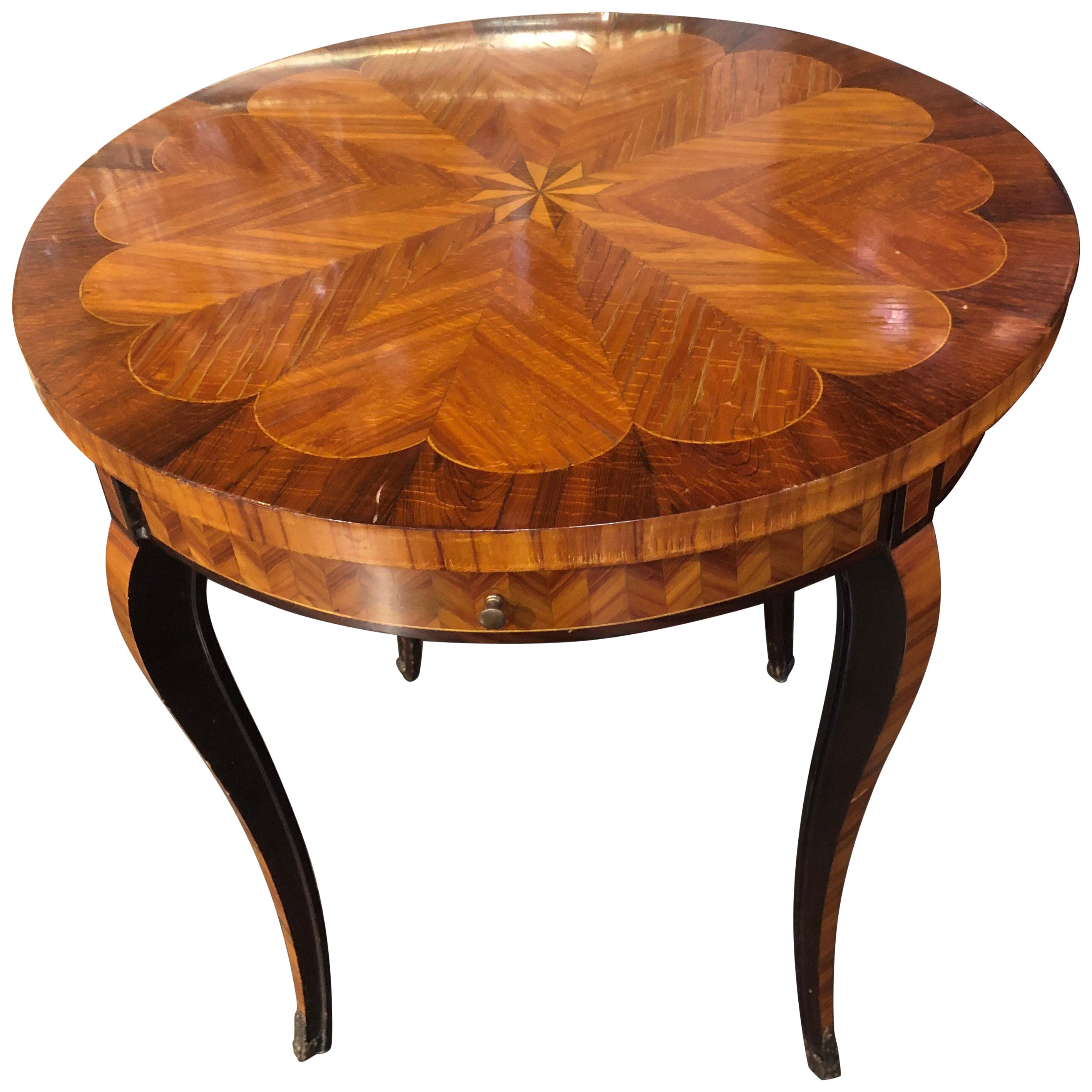 19th Century French Traditional Inlaid Mahogany Side Table