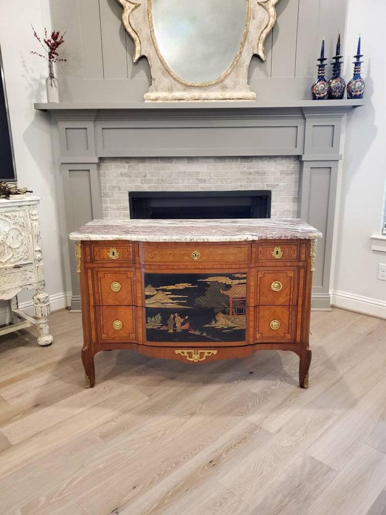 19th Century French Transition Chinoiserie Chest of Drawers In Good Condition For Sale In Forney, TX