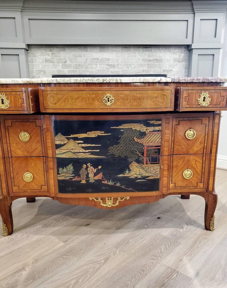 Bronze 19th Century French Transition Chinoiserie Chest of Drawers For Sale