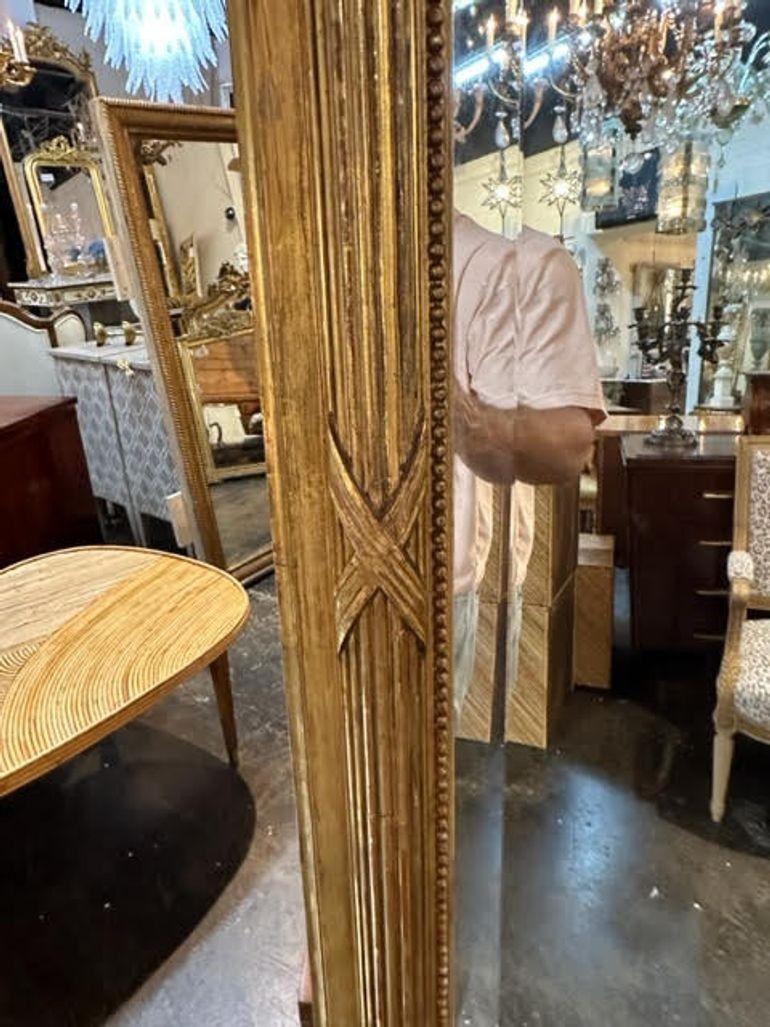 19th Century French Transitional Carved and Giltwood Mirror In Good Condition For Sale In Dallas, TX