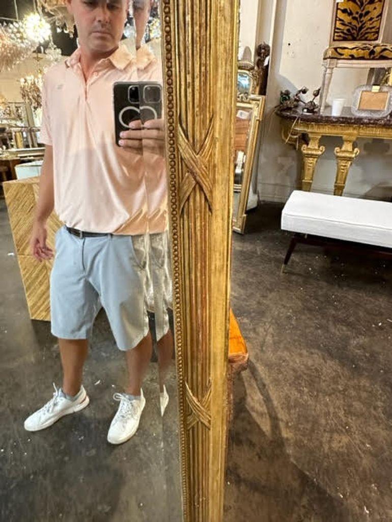 19th Century French Transitional Carved and Giltwood Mirror For Sale 4