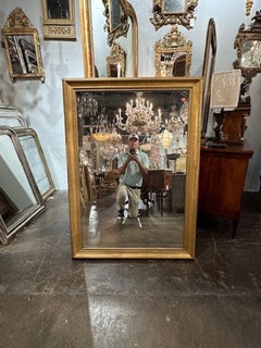 19th Century French Transitional Carved and Giltwood Reeded Mirror