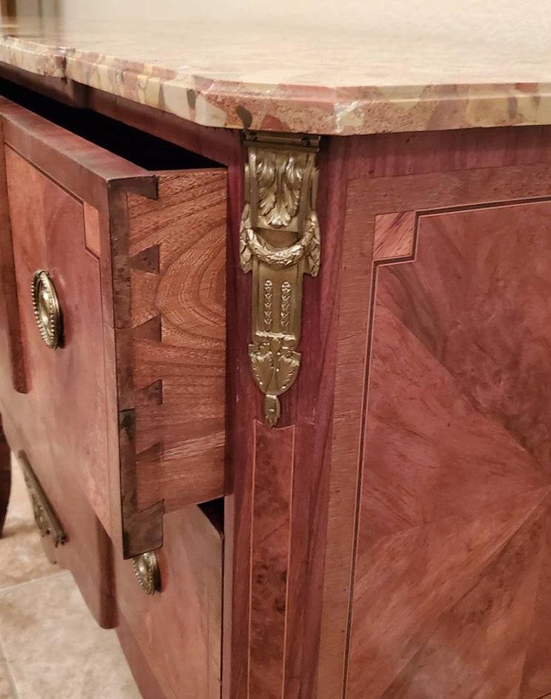 Brass 19th Century French Transitional Mahogany Commode For Sale