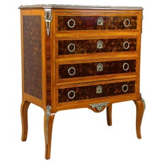 19th Century French Transitional Marquetry Chest of Drawers, France, circa 1870