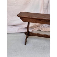 19th Century French Oak Trestle Bench, Hardwood Seating, Cottage Style