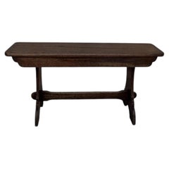 19th Century French Oak Trestle Bench, Hardwood Seating, Cottage Style