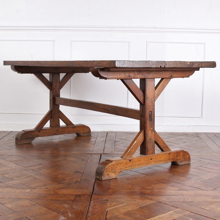 Oak 19th Century French Trestle Farm Table