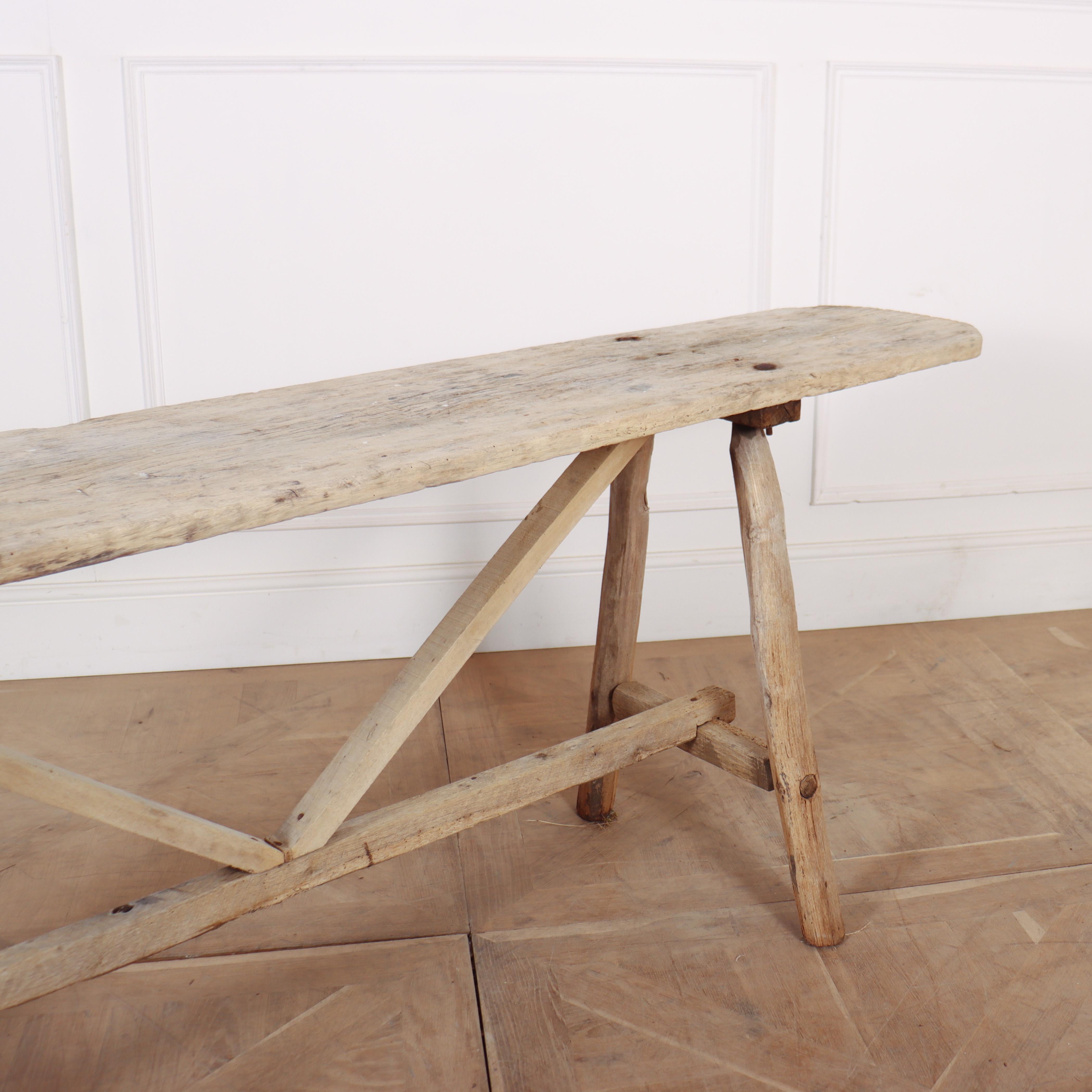 19th C French bleached and scrubbed oak and poplar trestle table. 1880

Ref: E

Top depth is 14