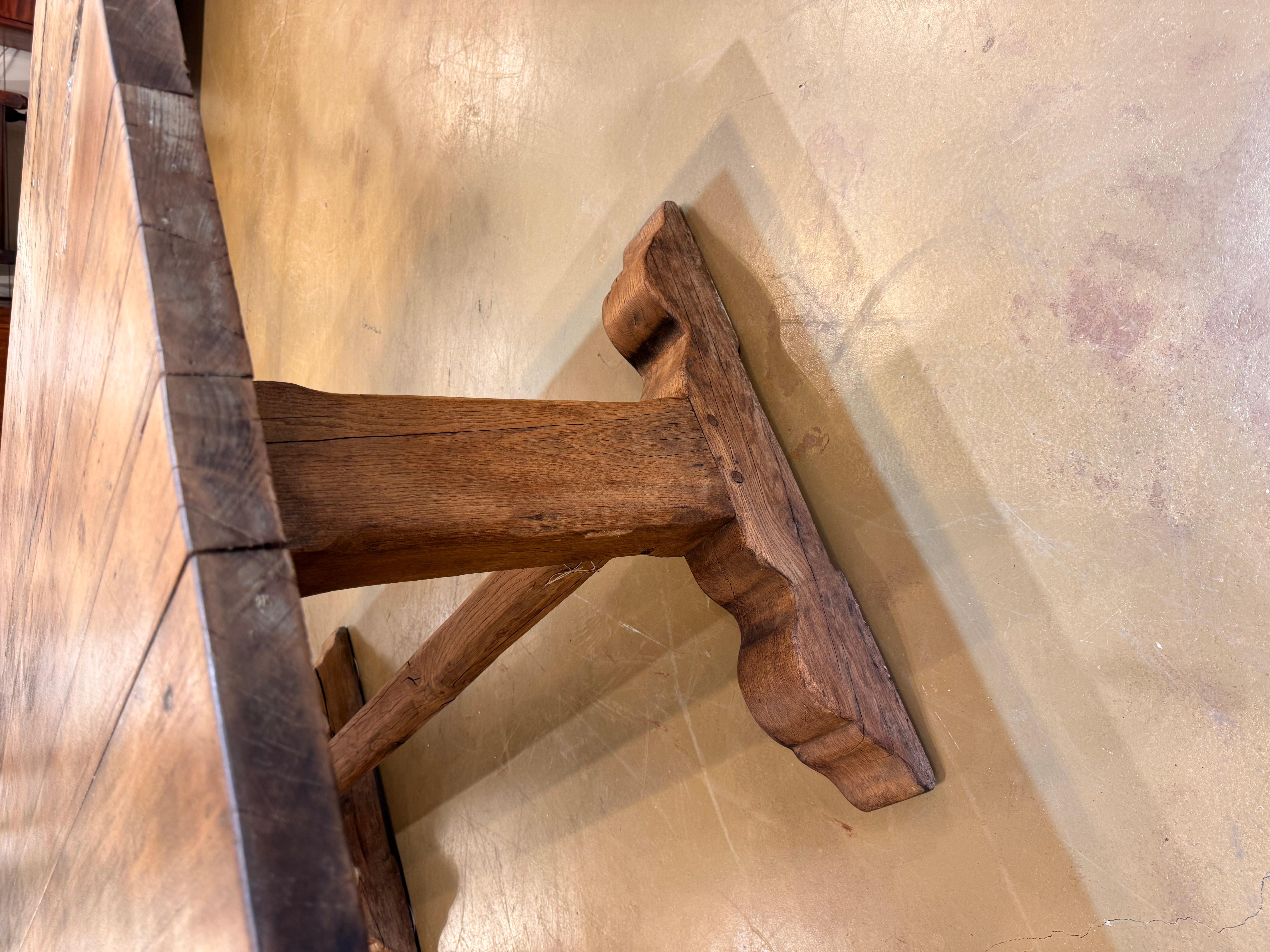 Wood 19th Century French Trestle Table For Sale
