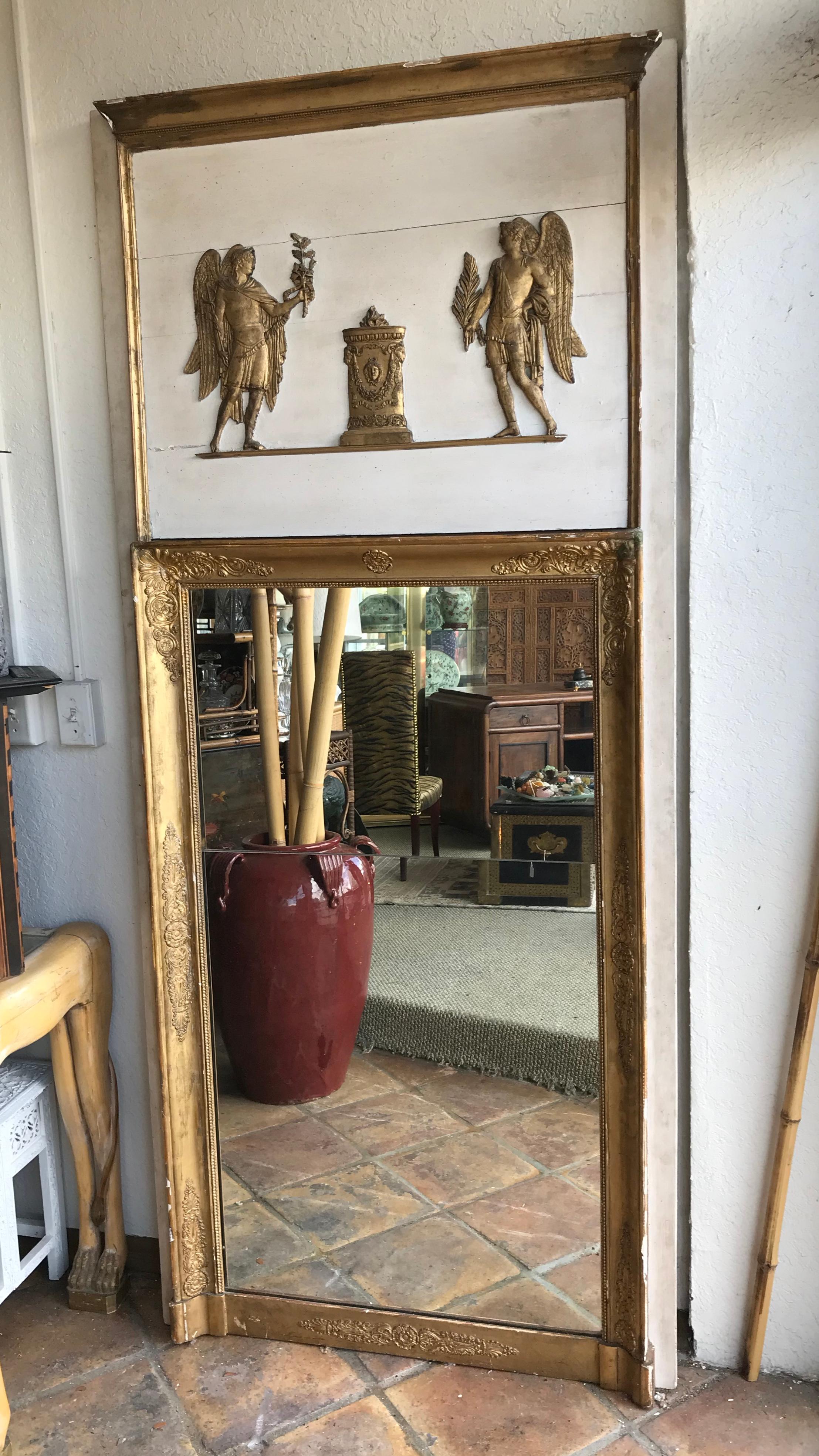 Greco Roman 19th Century French Trumeau Mirror