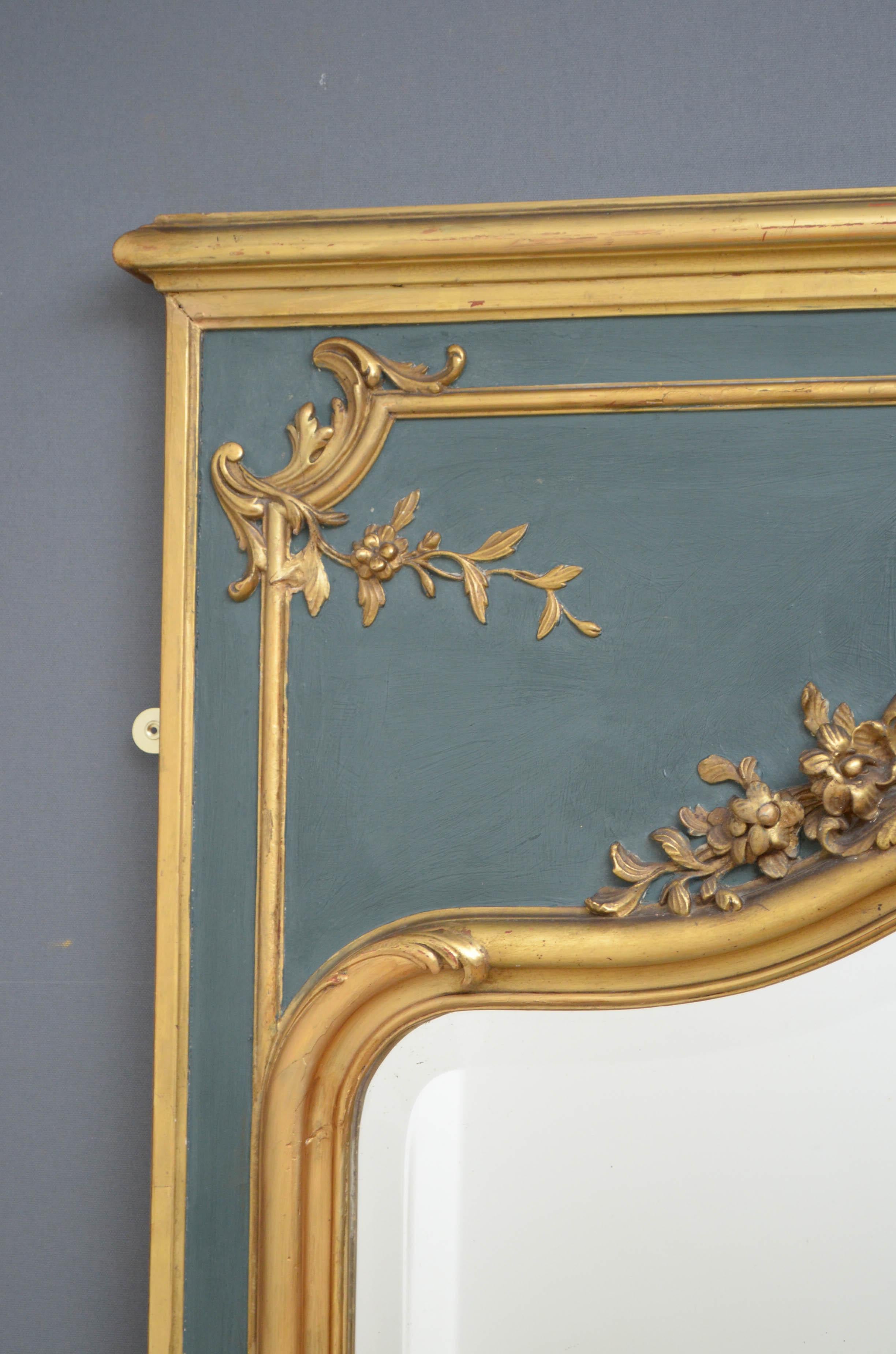 19th Century French Trumeau Mirror In Good Condition In Whaley Bridge, GB