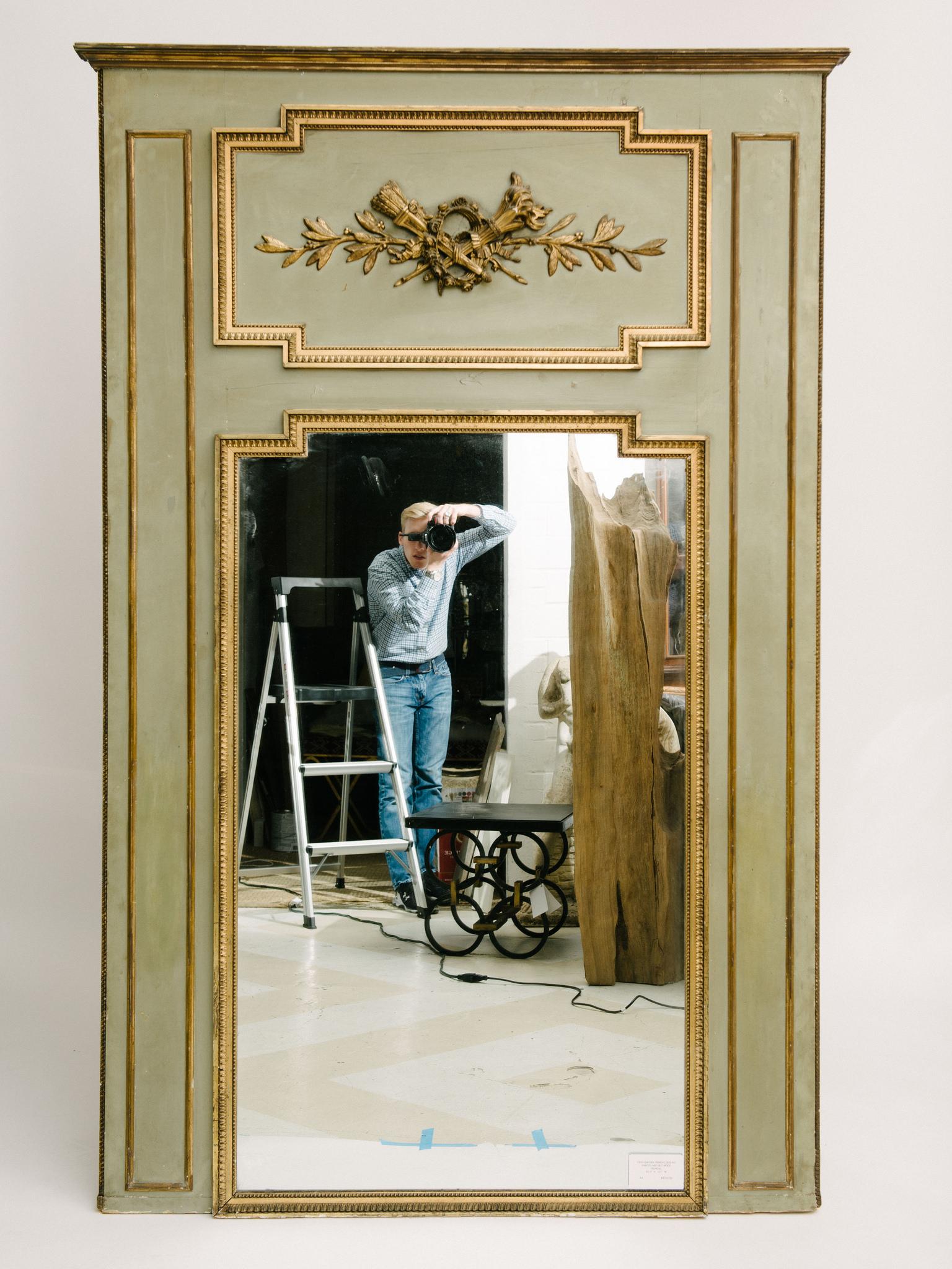 19th Century French Trumeau Mirror In Good Condition In Houston, TX