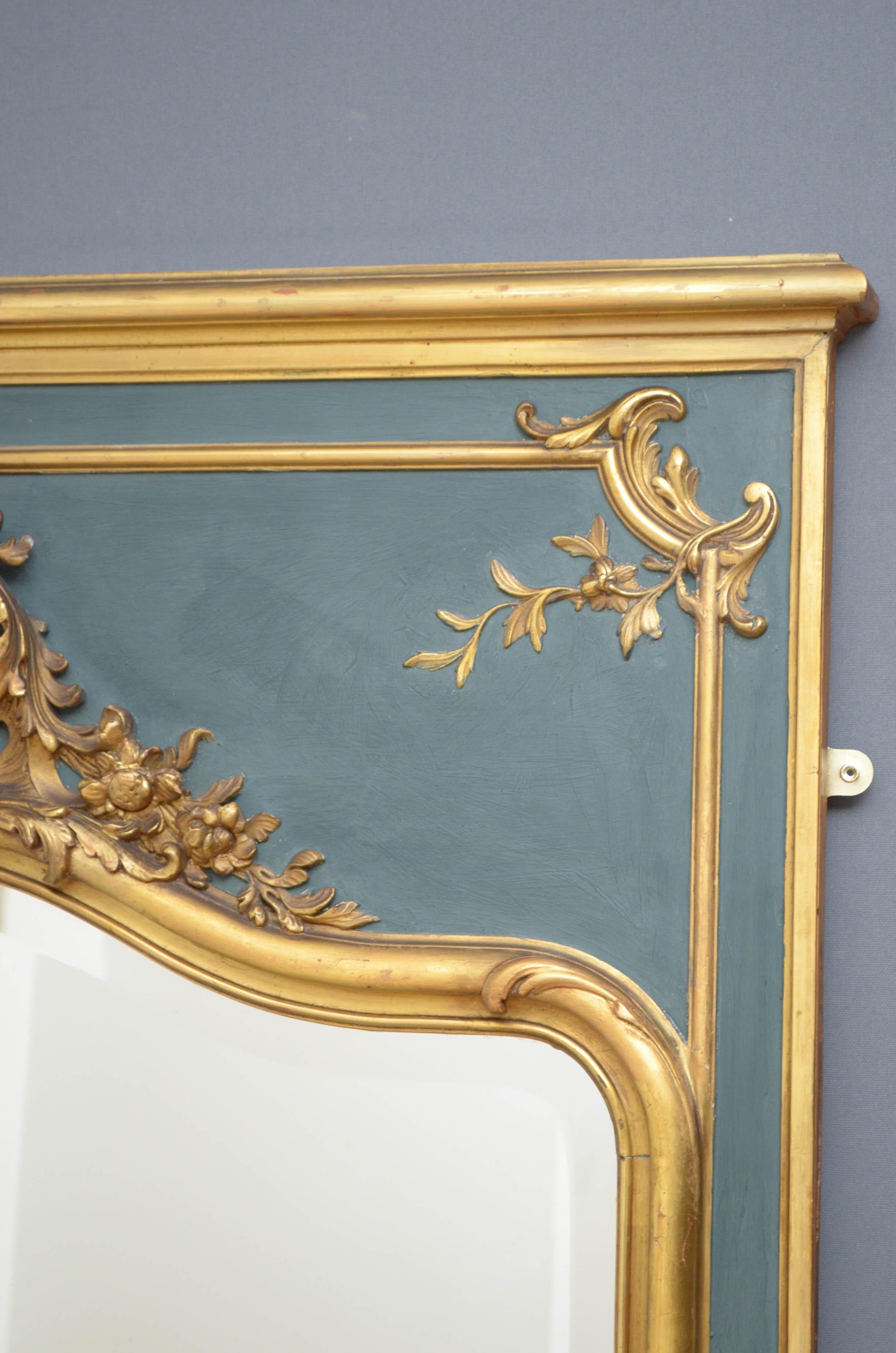 Gesso 19th Century French Trumeau Mirror