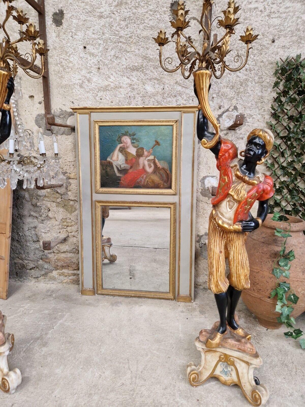 19. Jahrhundert handbemalter französischer Trumeau-Spiegel im Louis XVI-Stil (Französisch) im Angebot