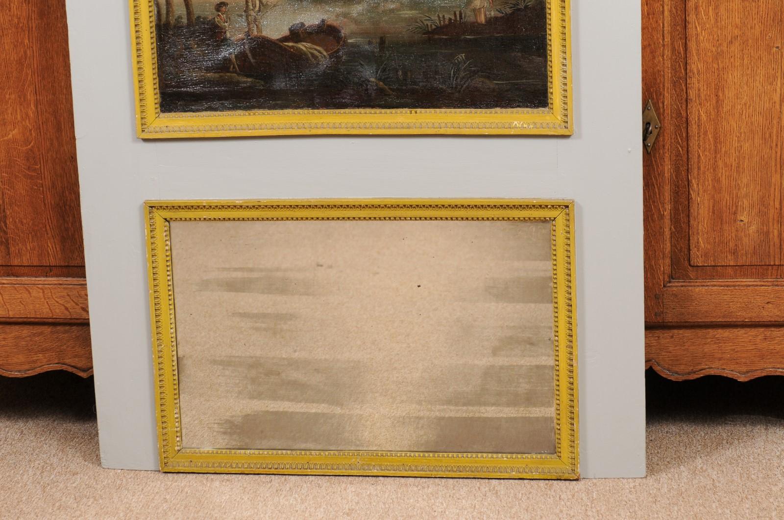 19th Century French Trumeau Mirror with Oil on Canvas Landscape Painting In Good Condition In Atlanta, GA