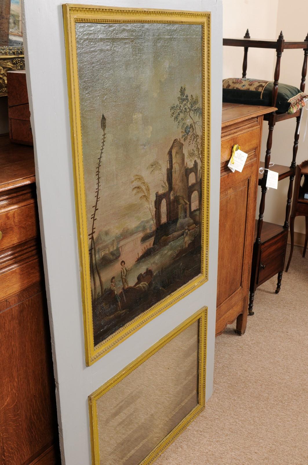 19th Century French Trumeau Mirror with Oil on Canvas Landscape Painting 3