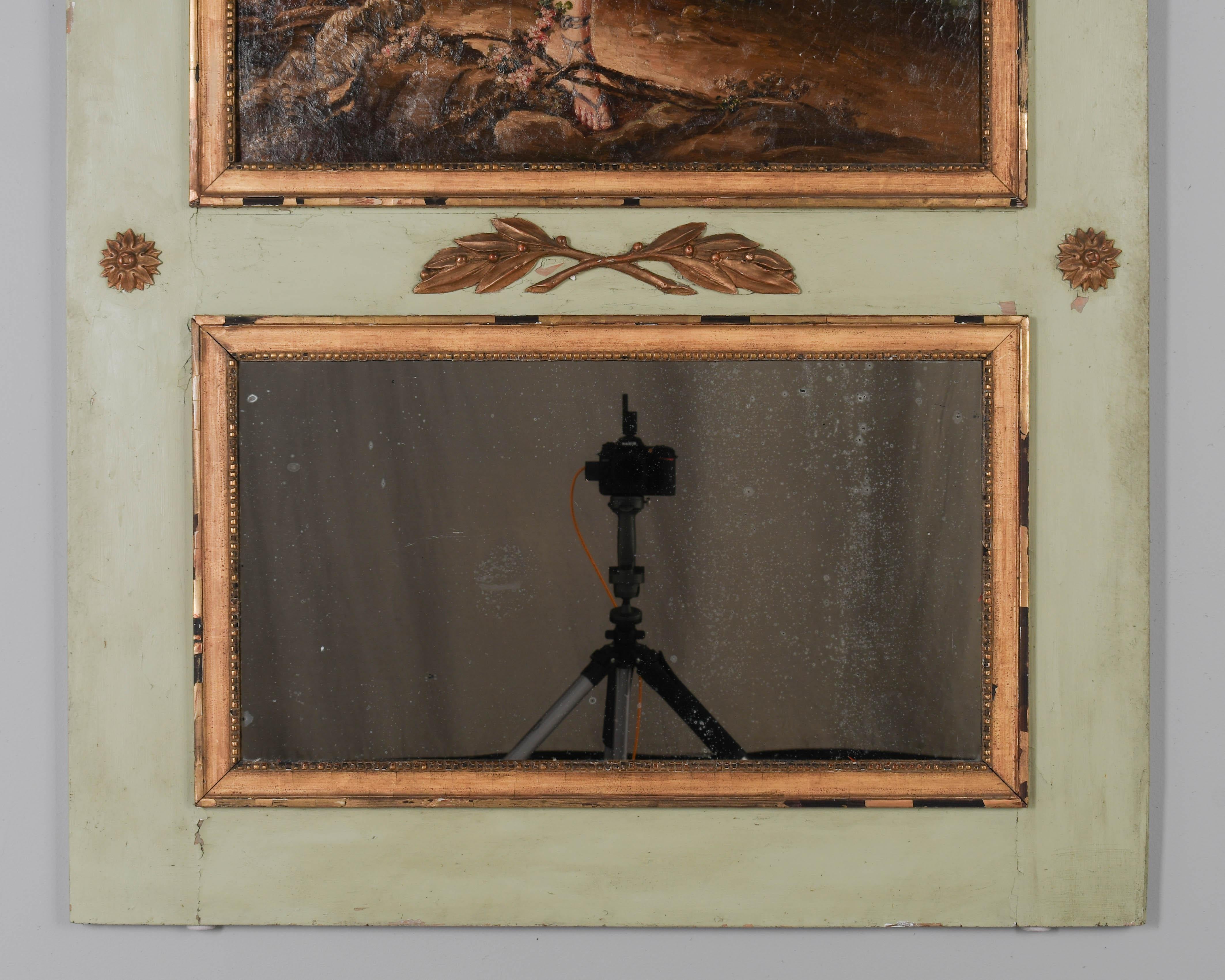 Specchio francese Trumeau del XIX secolo con dipinto 58 