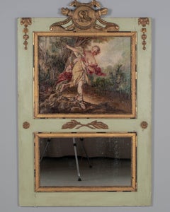 19th Century French Trumeau Mirror with Painting 58"H x 37.25"W