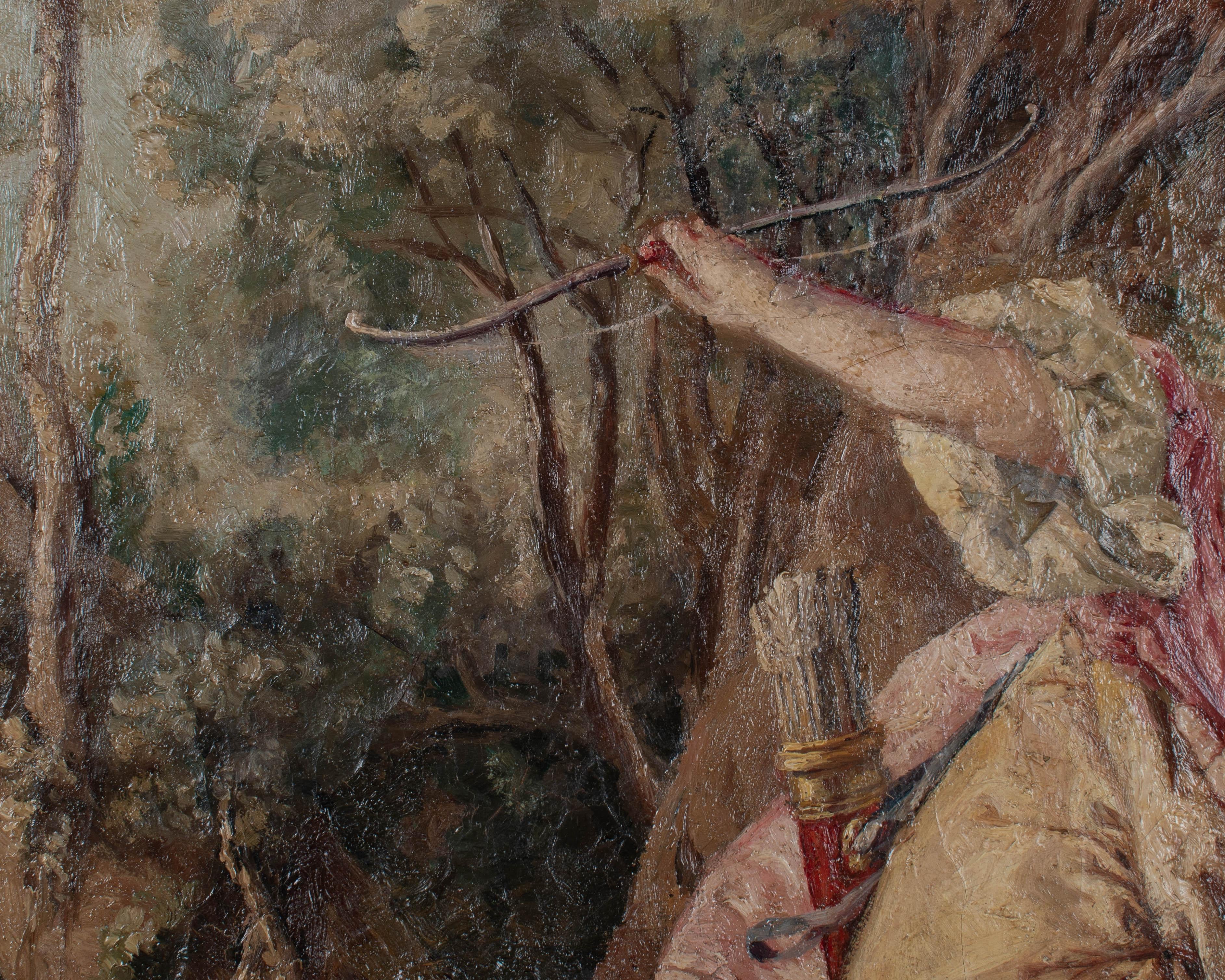 Specchio francese Trumeau del XIX secolo con dipinto 58 