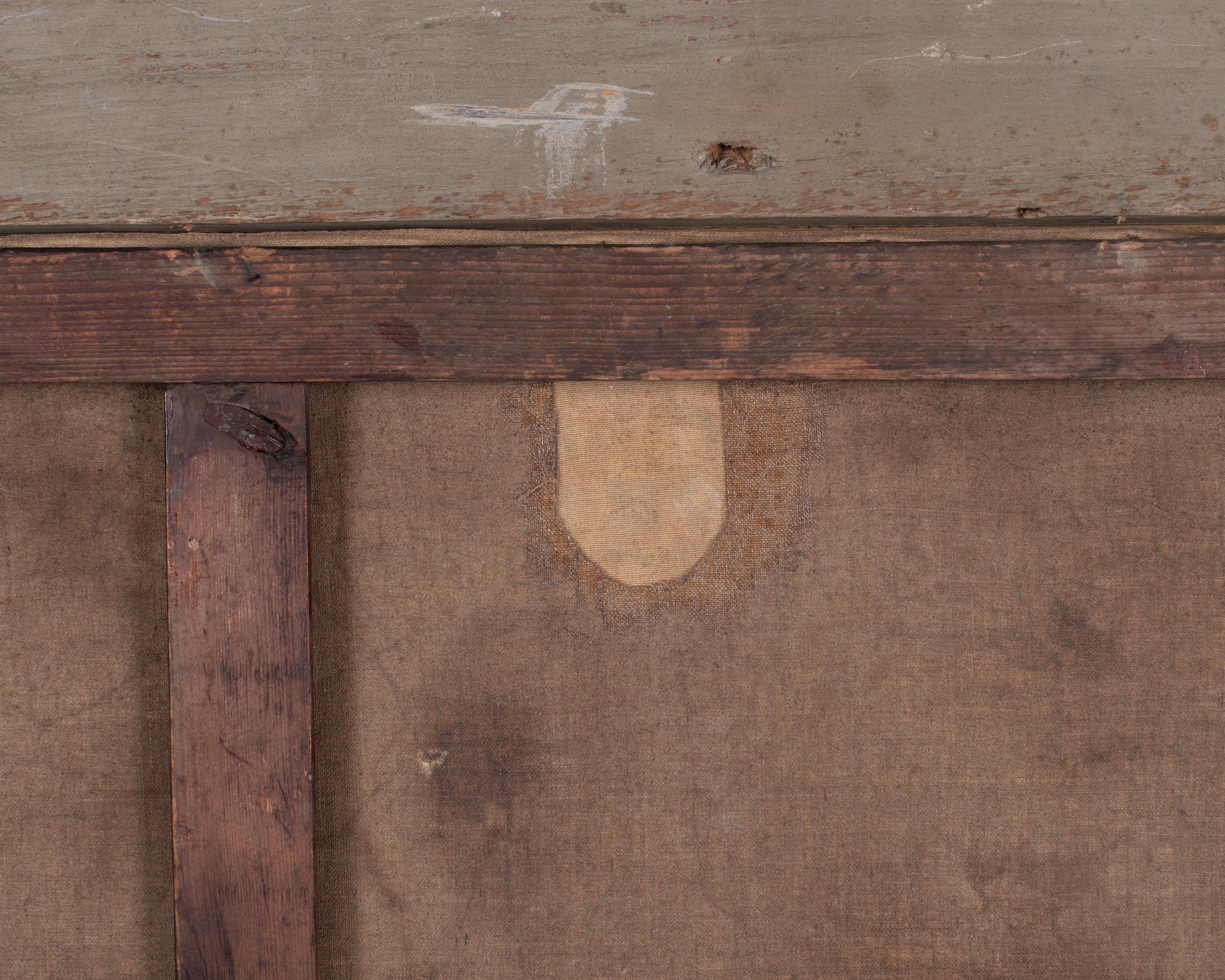 Pino Specchio francese Trumeau del XIX secolo con dipinto 58 