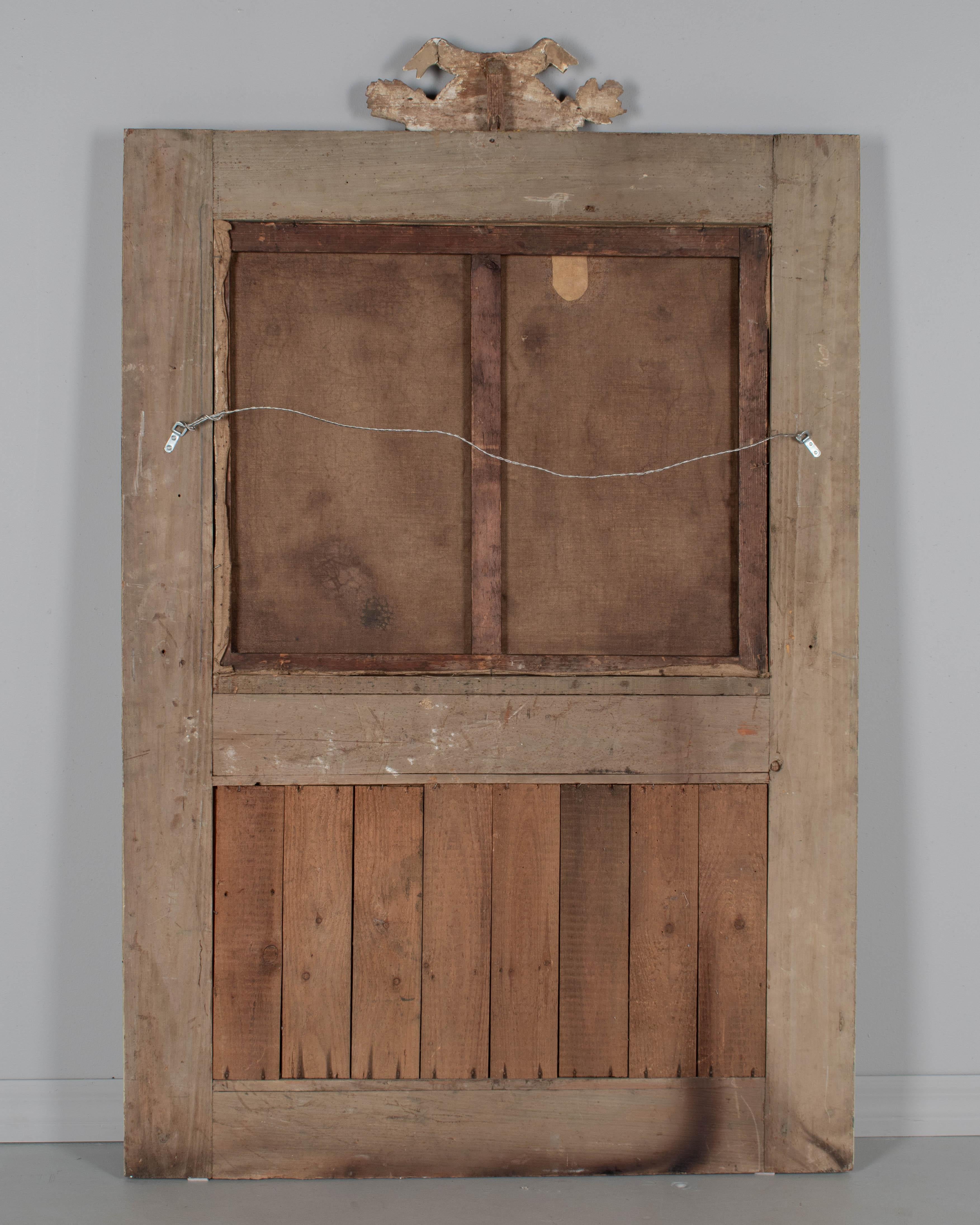 Specchio francese Trumeau del XIX secolo con dipinto 58 