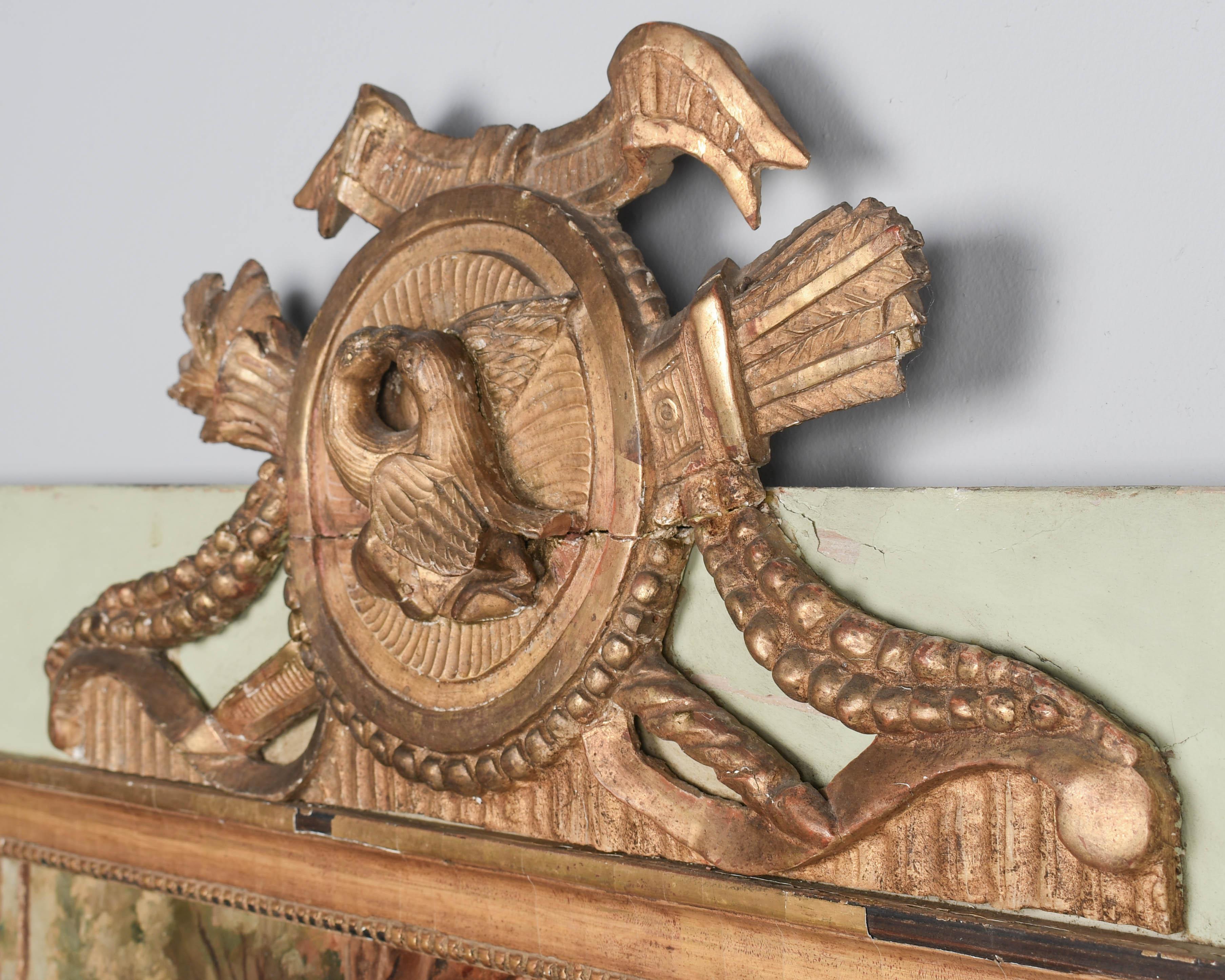 Specchio francese Trumeau del XIX secolo con dipinto 58 