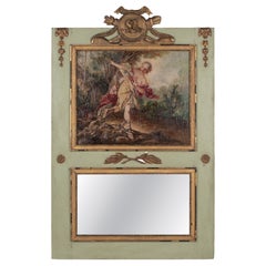 19th Century French Trumeau Mirror with Painting 58"H x 37.25"W