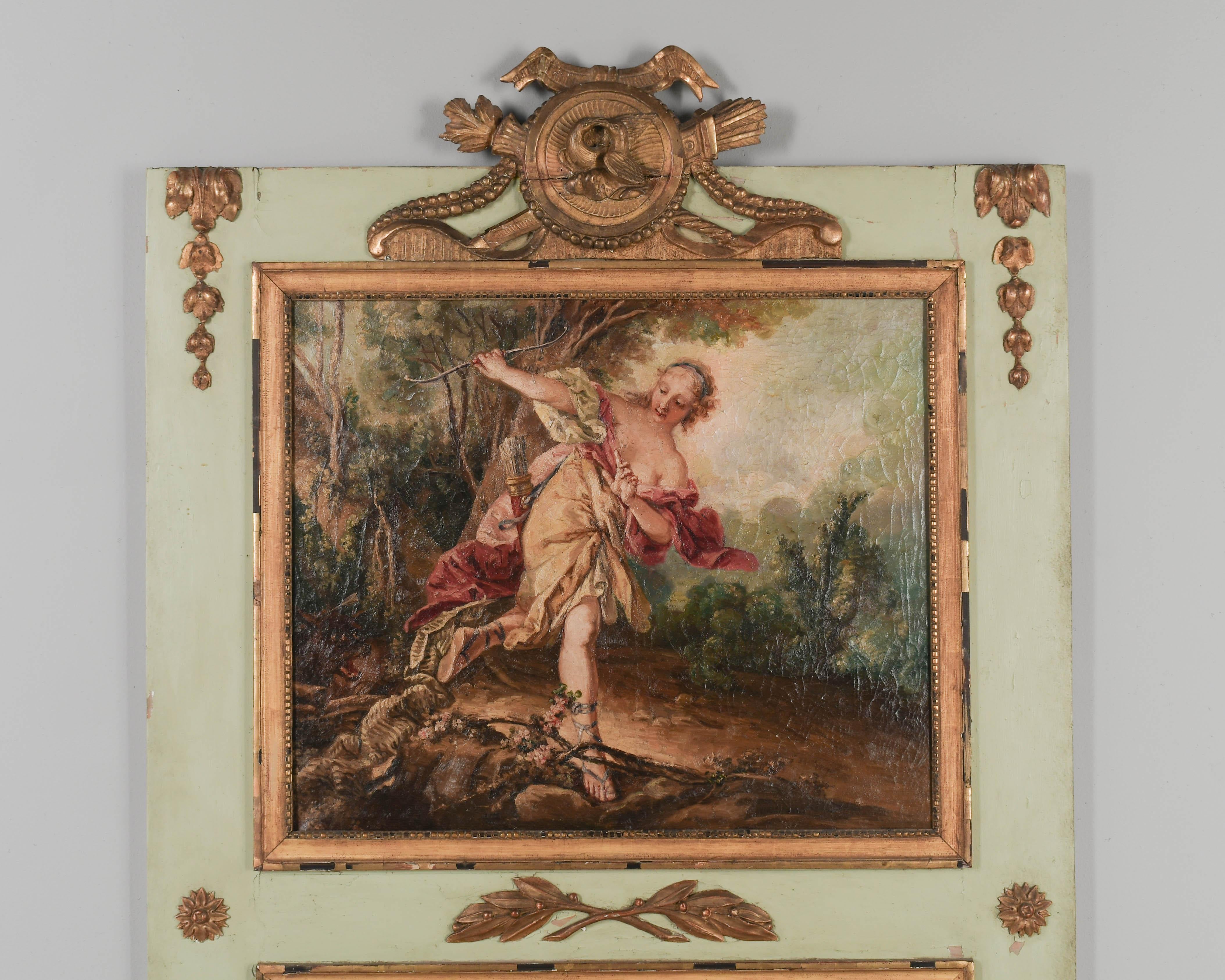 Miroir Trumeau français du 19ème siècle avec peinture en vente 3