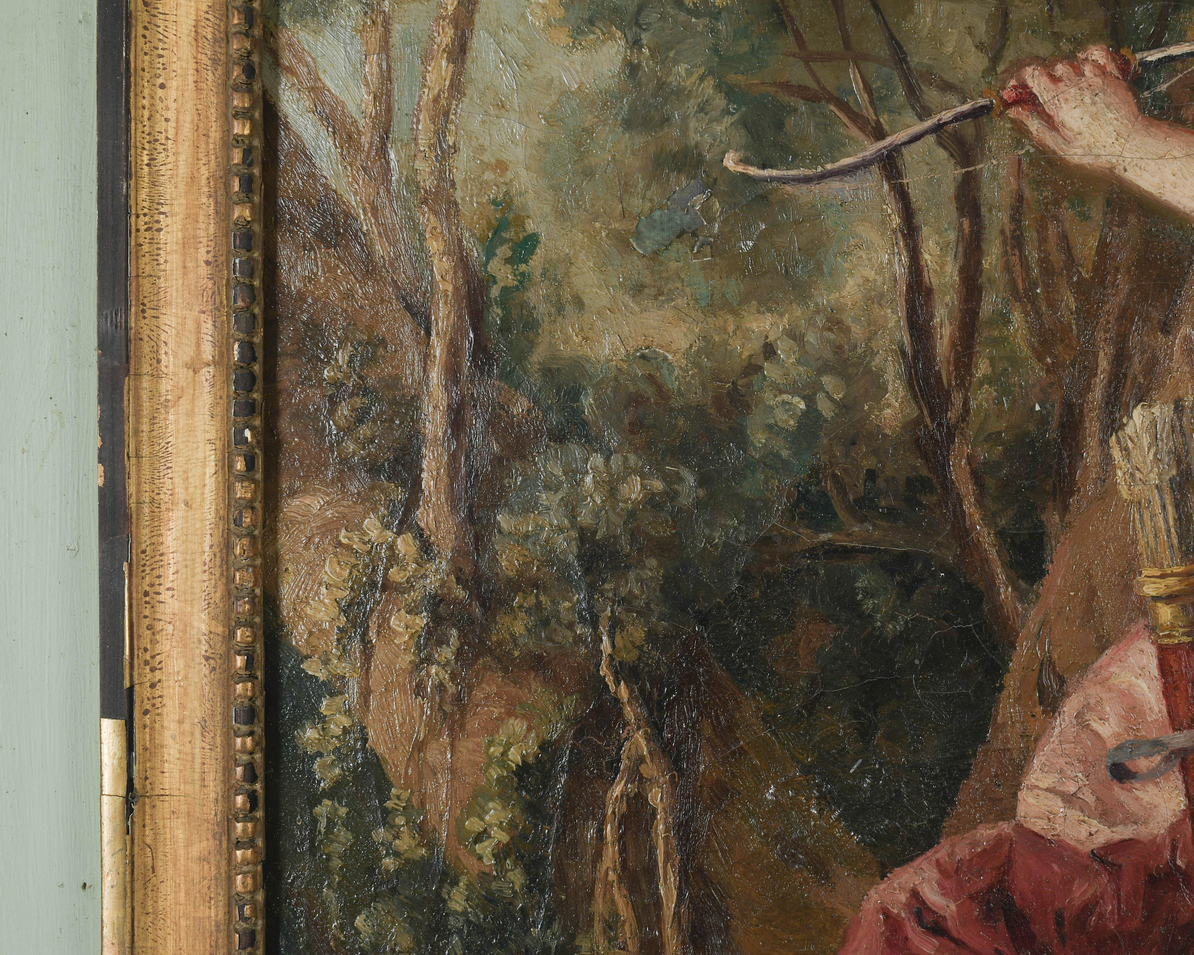 Français Miroir Trumeau français du 19ème siècle avec peinture en vente