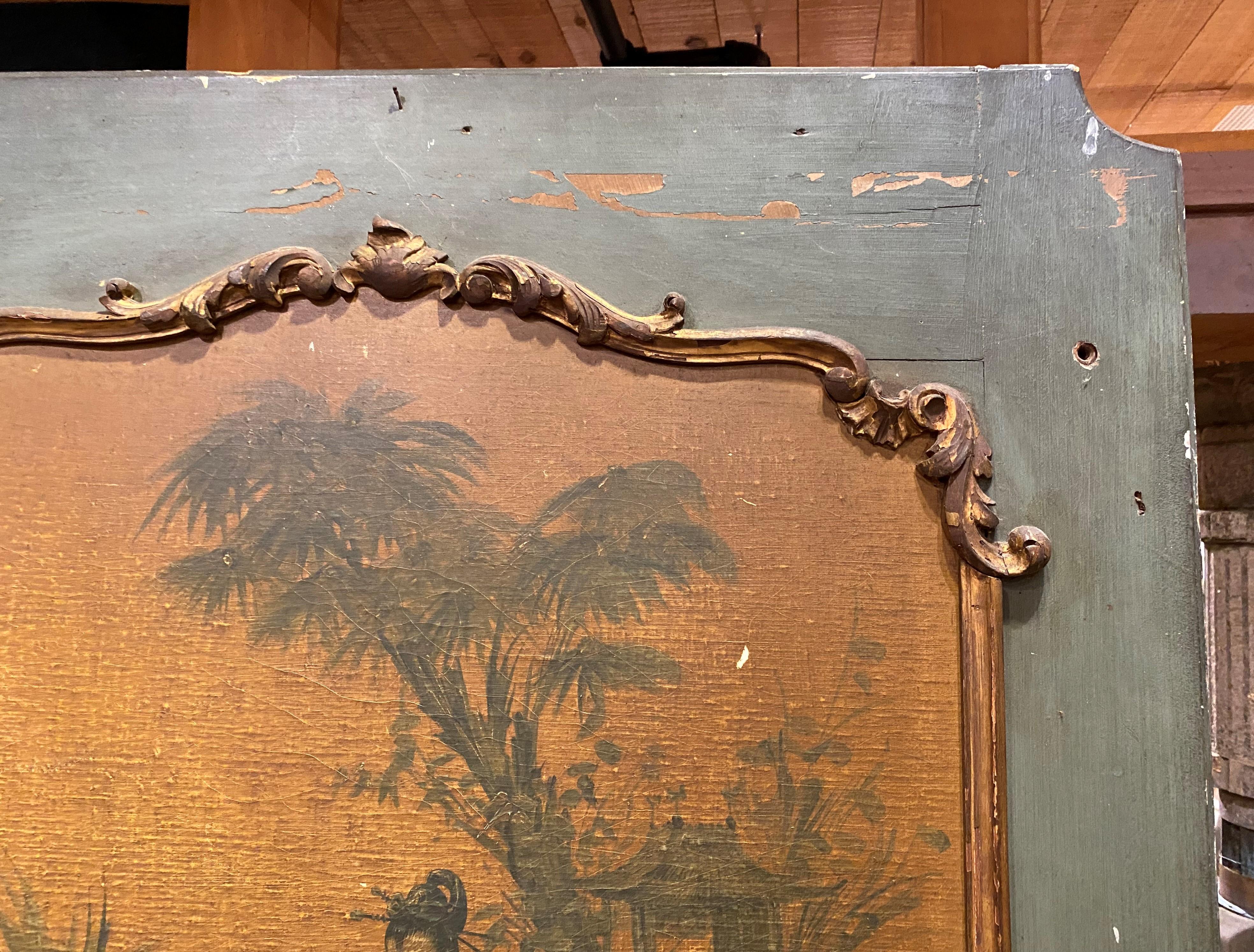 19th Century French Trumeau Mirror with Rococo Carving & Chinoiserie In Good Condition In Milford, NH