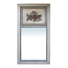 19th Century French Trumeau Mirror with Trophy, Custom Painted