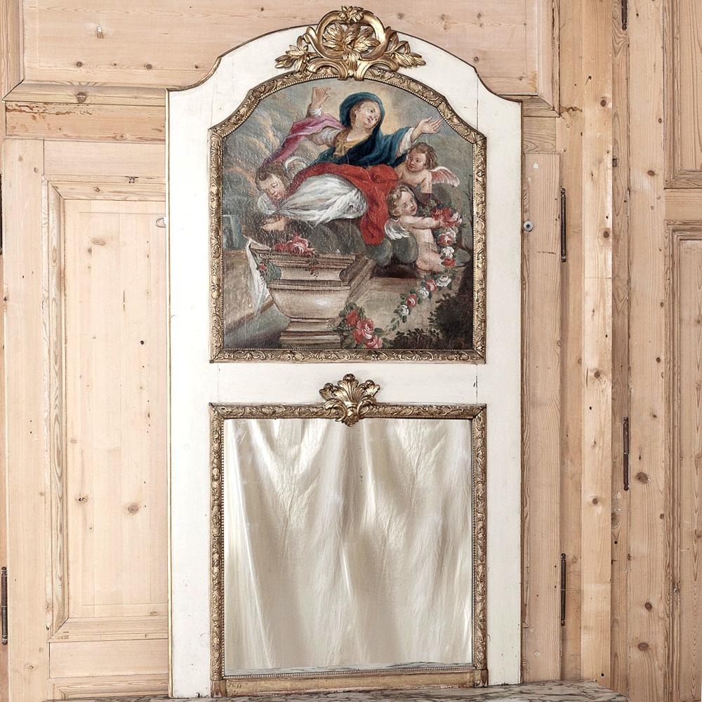 Hand-Painted 19th Century French Trumeau with Hand Painted Madonna