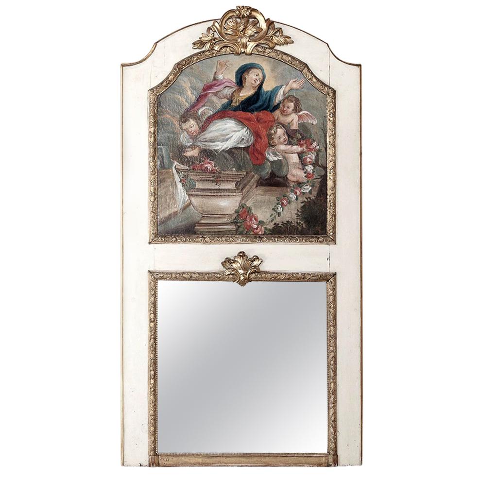 19th Century French Trumeau with Hand Painted Madonna