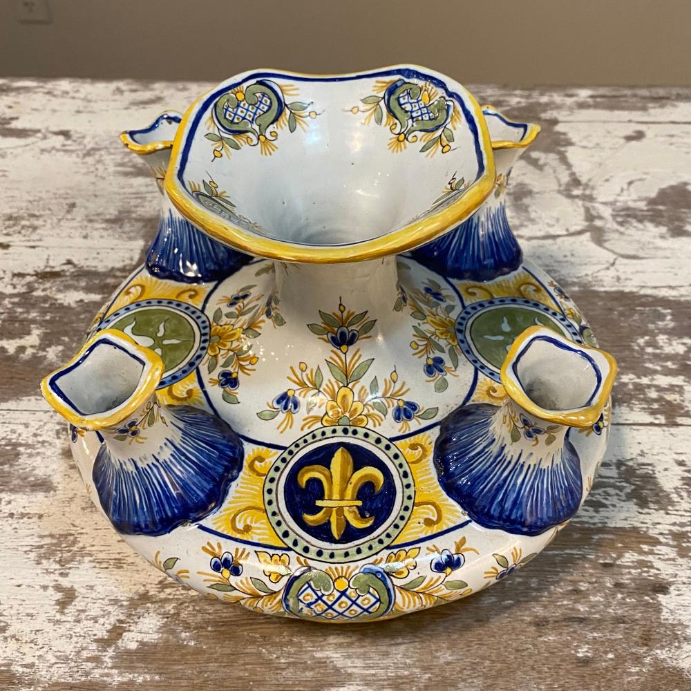 Ceramic 19th Century French Tulip Vase from Rouen
