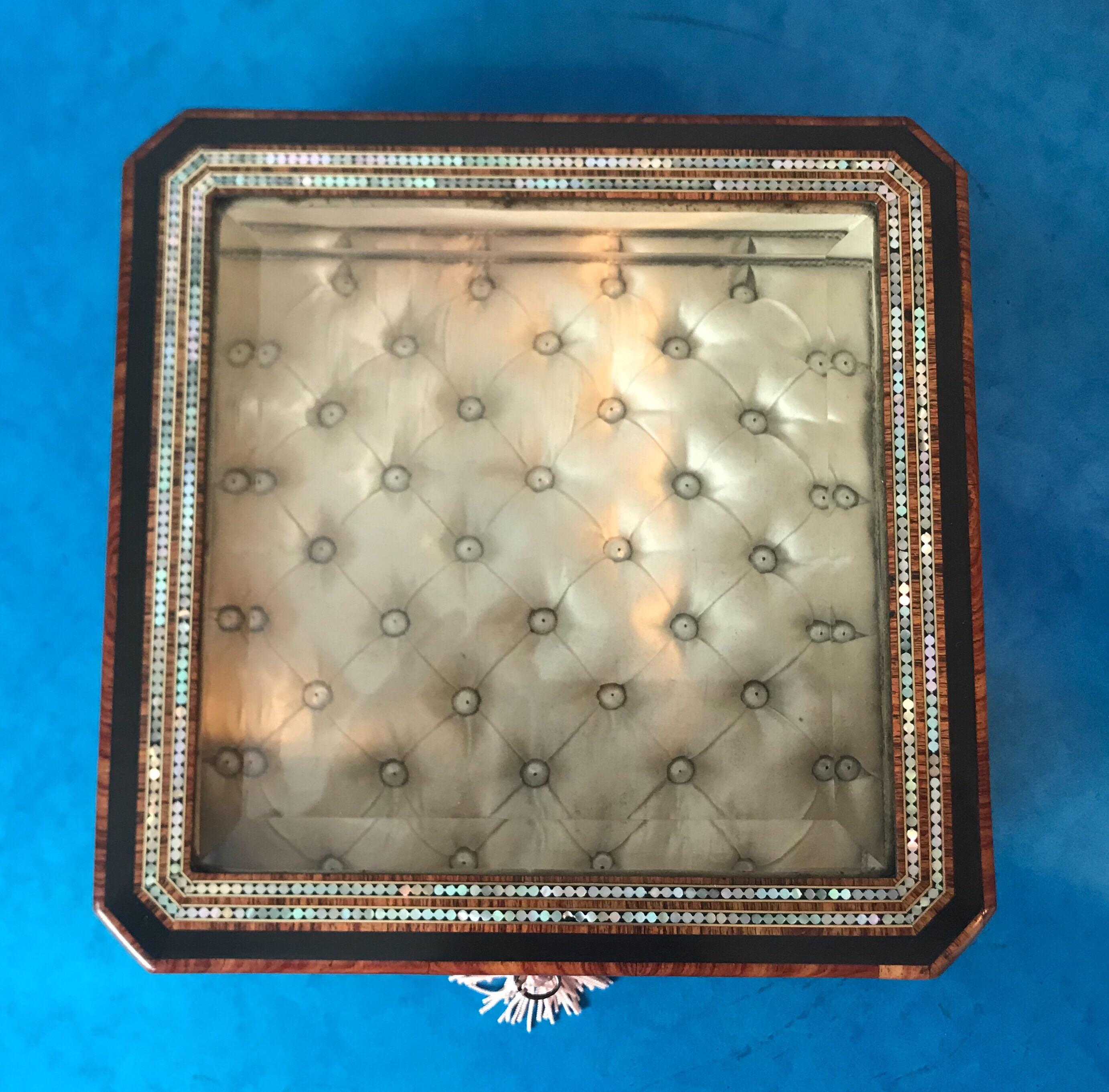 19th Century French Tulipwood Cross Banded, Burr Cedar Jewellery Display Box 2