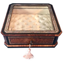 19th Century French Tulipwood Cross Banded, Burr Cedar Jewellery Display Box