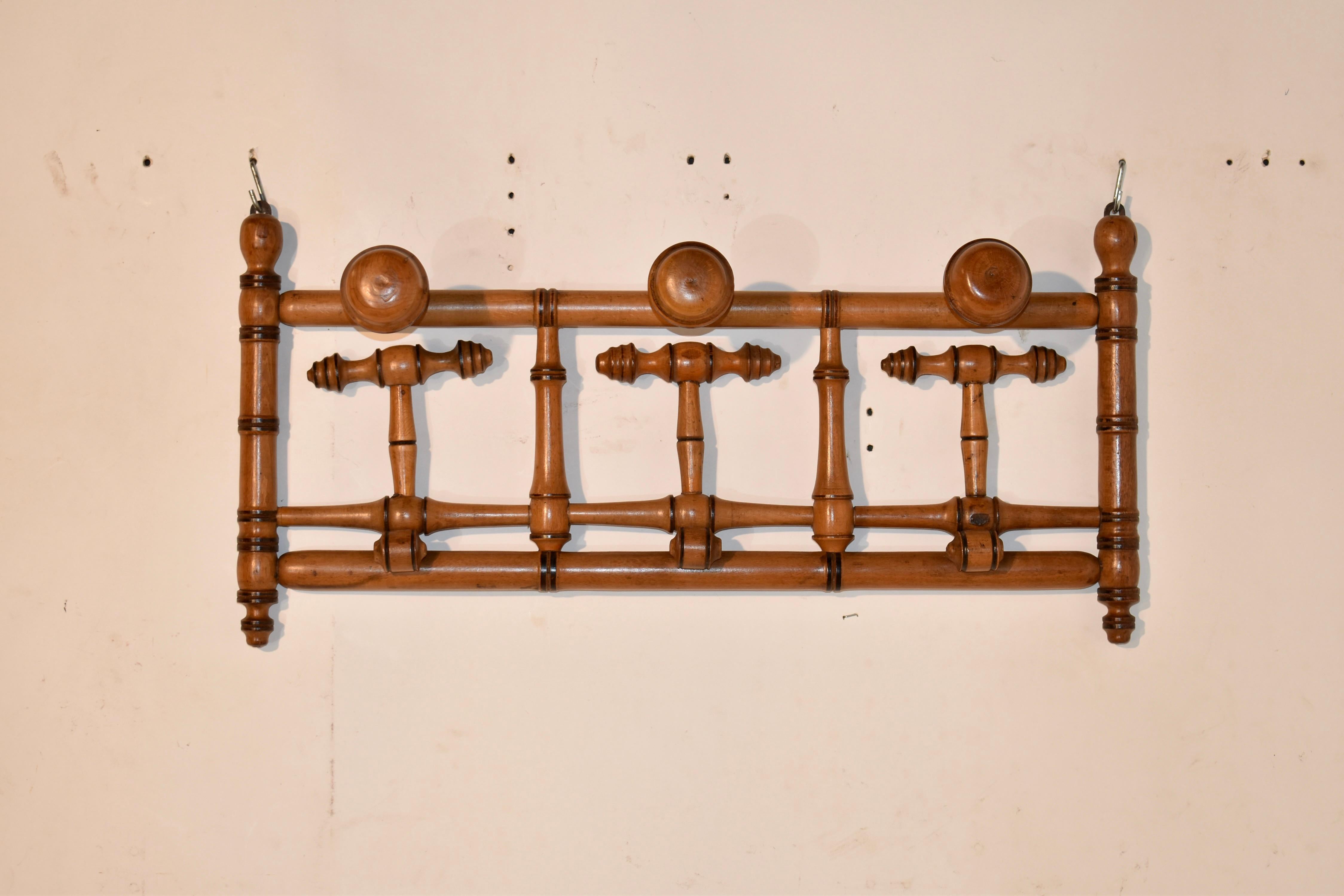 19th Century French Turned Hanging Hat and Coat Rack 1