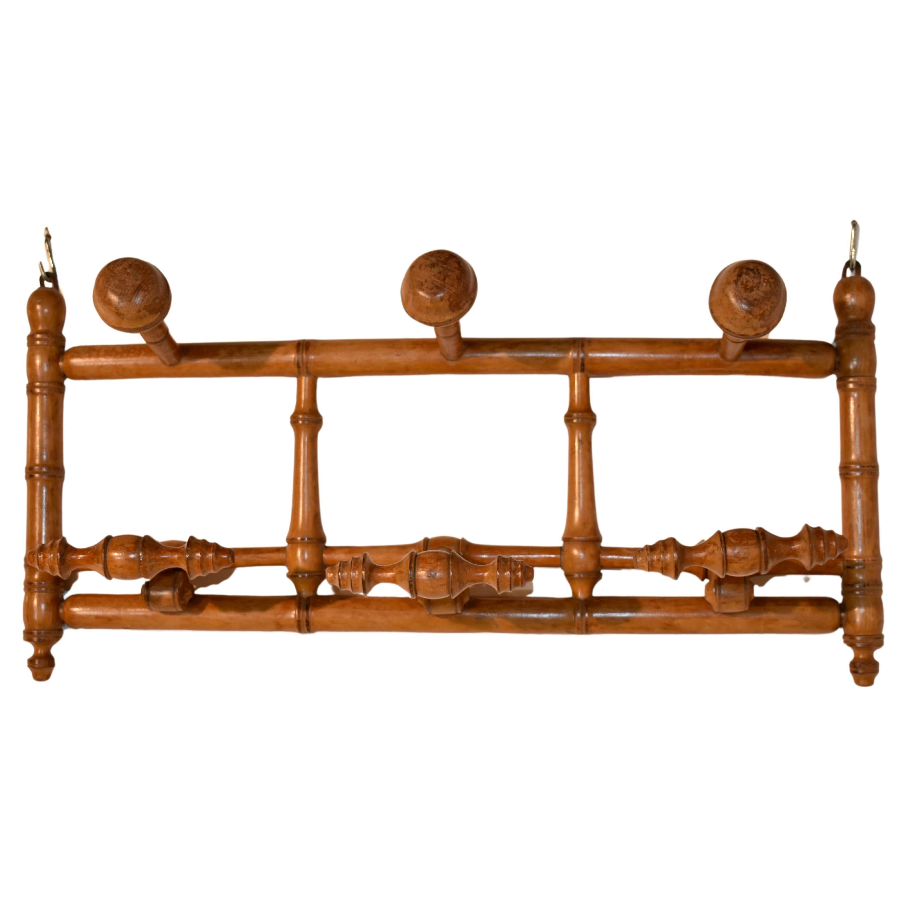 19th Century French Turned Hanging Hat and Coat Rack