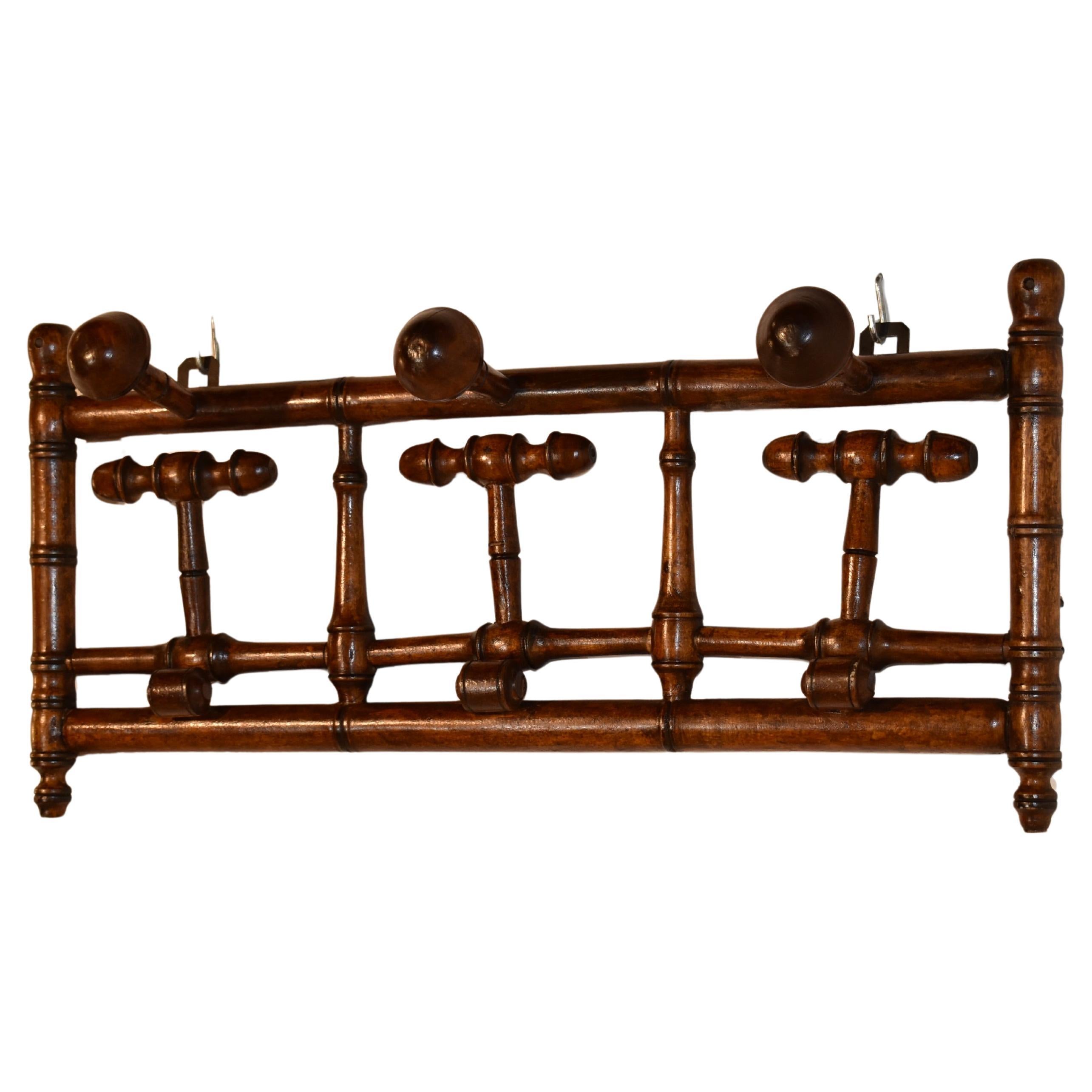 19th Century French Turned Hanging Hat and Coat Rack