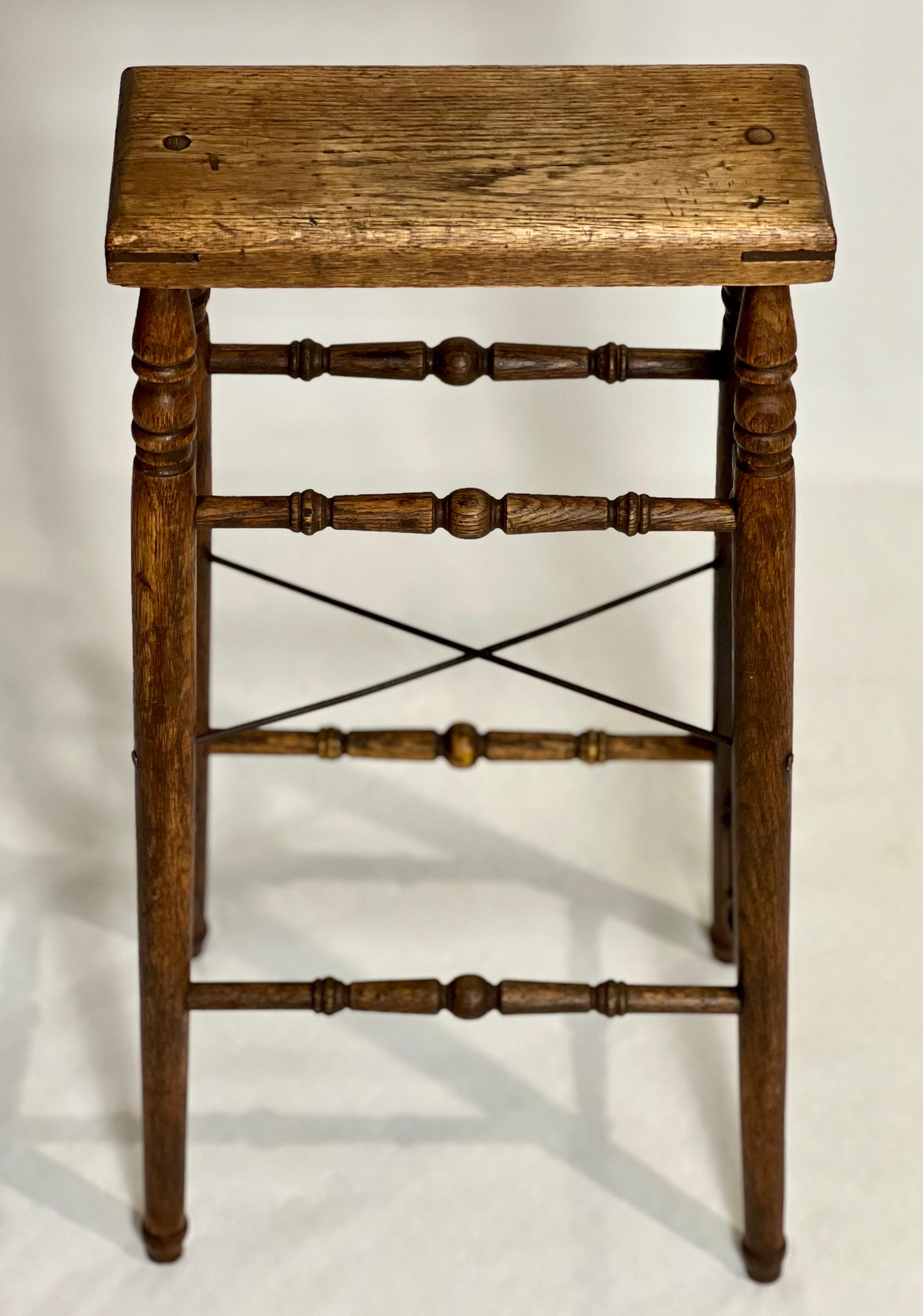19th Century French Turned Oak and Iron Artist's Stand or Stool 2