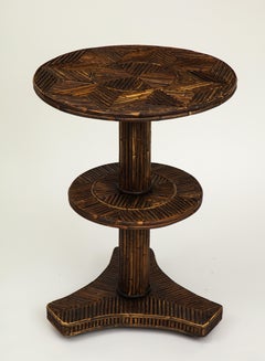 guéridon français du 19ème siècle à deux étages en brindille