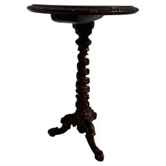19th Century French Twist Carved with Burl top Pedestal Table
