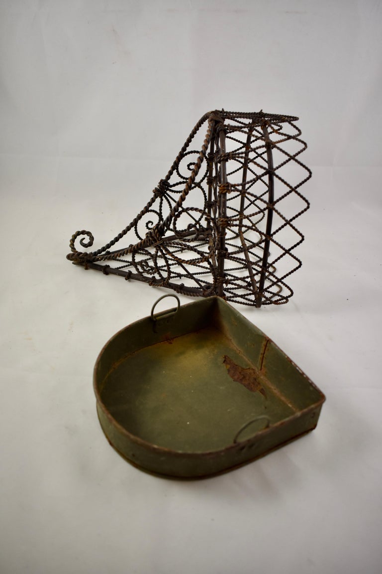 19th Century French Twisted Wire Hanging Jardinière Plant Holder with