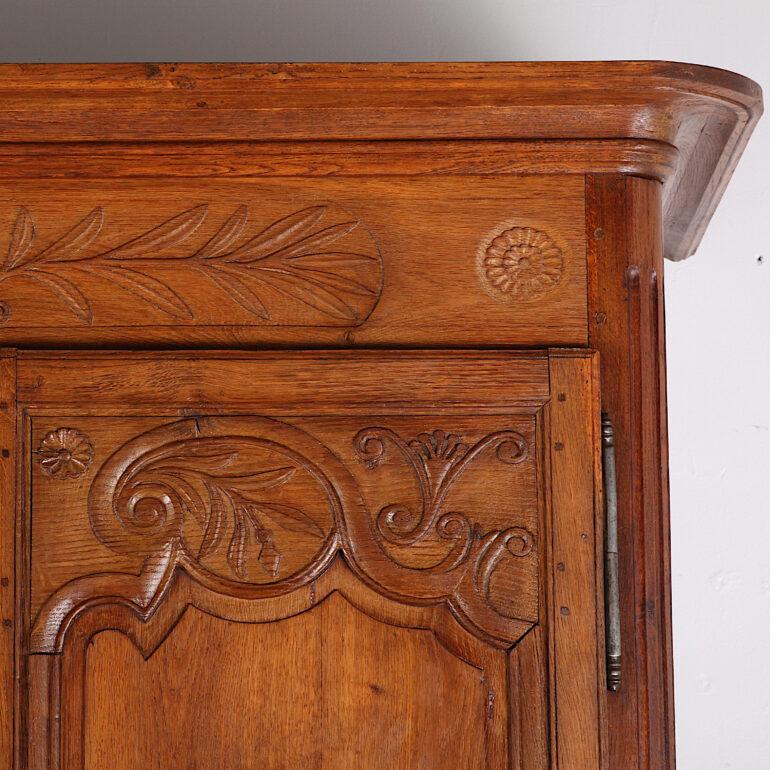 19th Century French Two Door Carved Oak Louis XV Armoire 1