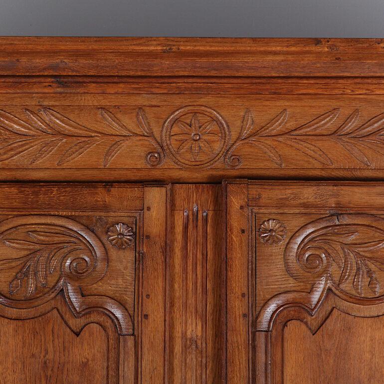 19th Century French Two Door Carved Oak Louis XV Armoire 5