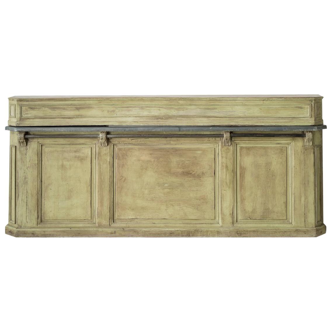 19th Century French Two-Part Painted Dry Bar with Zinc Top