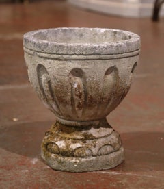 19th Century French Two-Piece Carved Patinated and Weathered Stone Planter