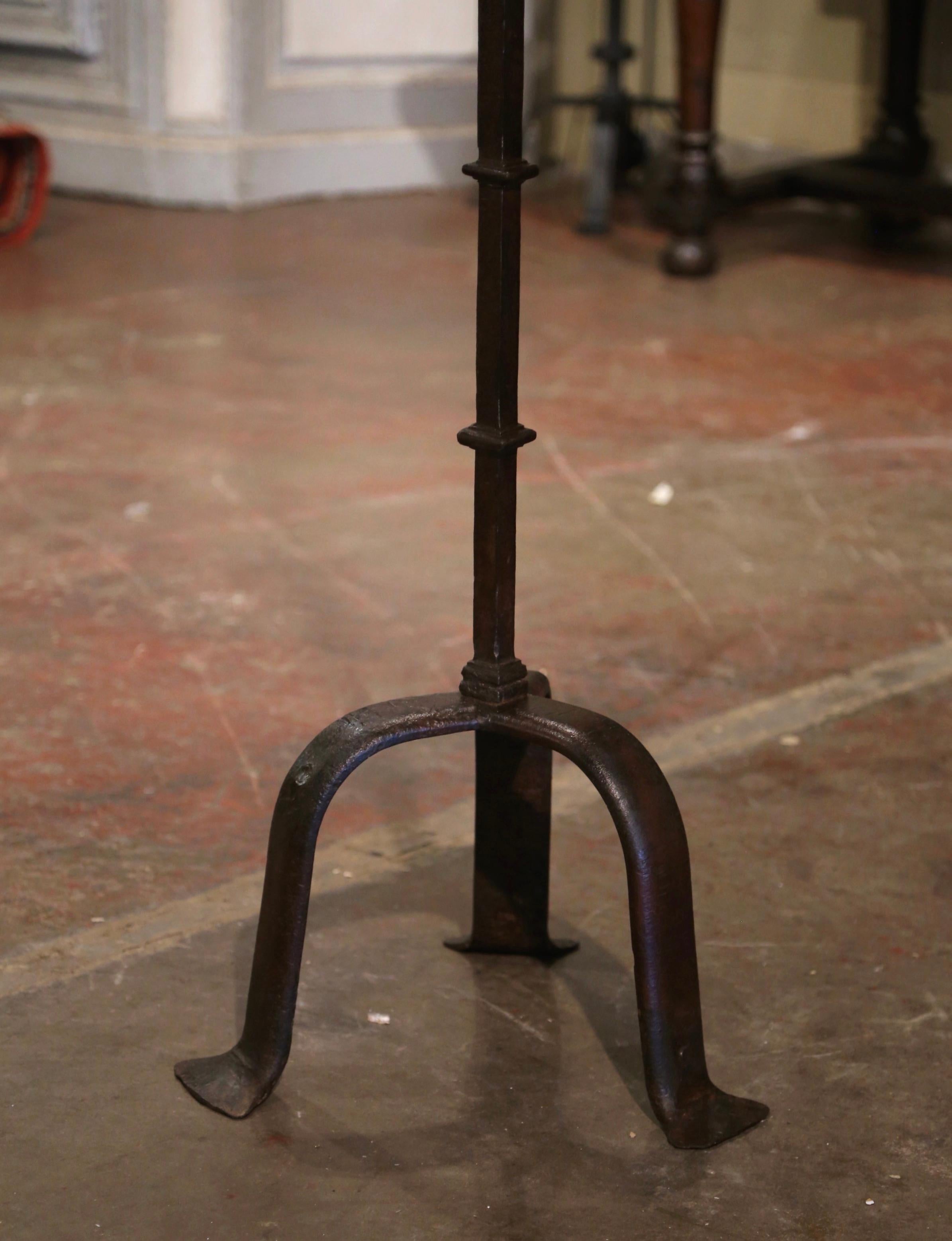 Patinated 19th Century French Two-Side Forged Iron Music Stand Lectern with Fleur-de-Lys